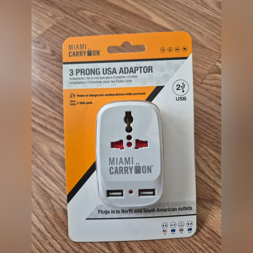 Miami Carry On 3 Prong USA Adaptor